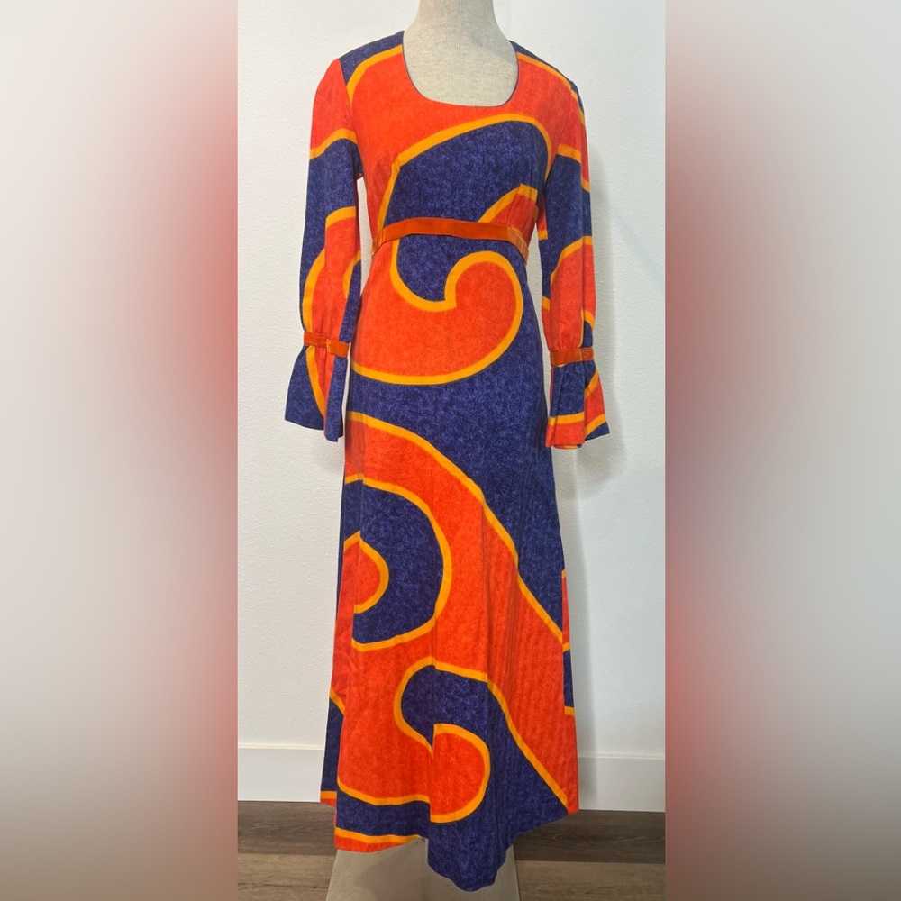 Baba Kea Honolulu 70’s Vintage Long Bell Sleeve Hawaiian Dress